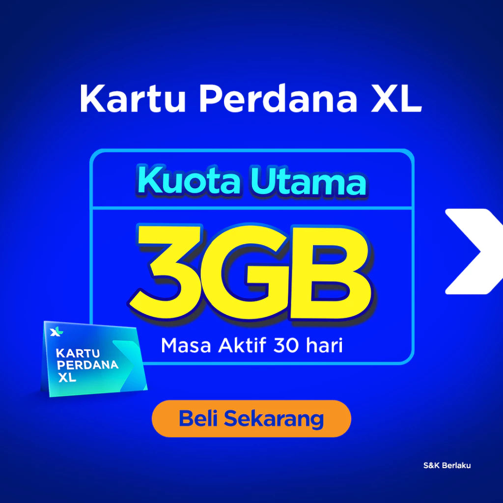 Kartu Perdana XL 3GB, 30hr