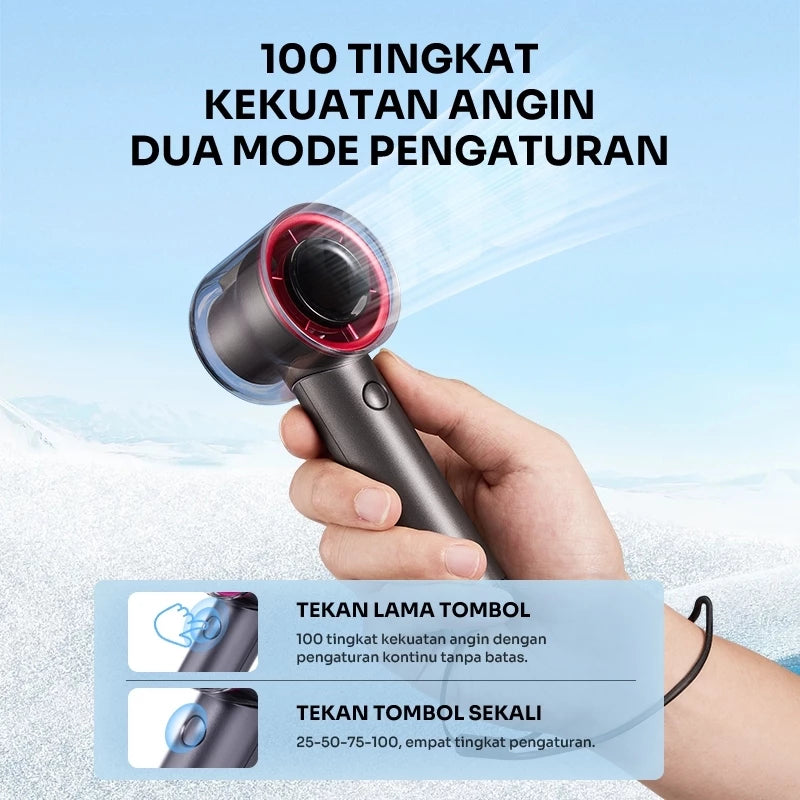 ROBOT Kipas Angin Mini Portable Genggam Powerful Handheld 3000mAh Mini Fan Grey 15000RPM Led Indicator RT-BF26 Original -