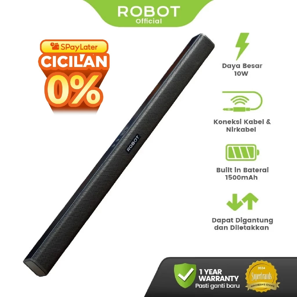 ROBOT Speaker Soundbar Home Theater Speaker TV Bluetooth 5.3 Dual Connection Ultra-compact Design RB590 Original - Garansi Resmi 1