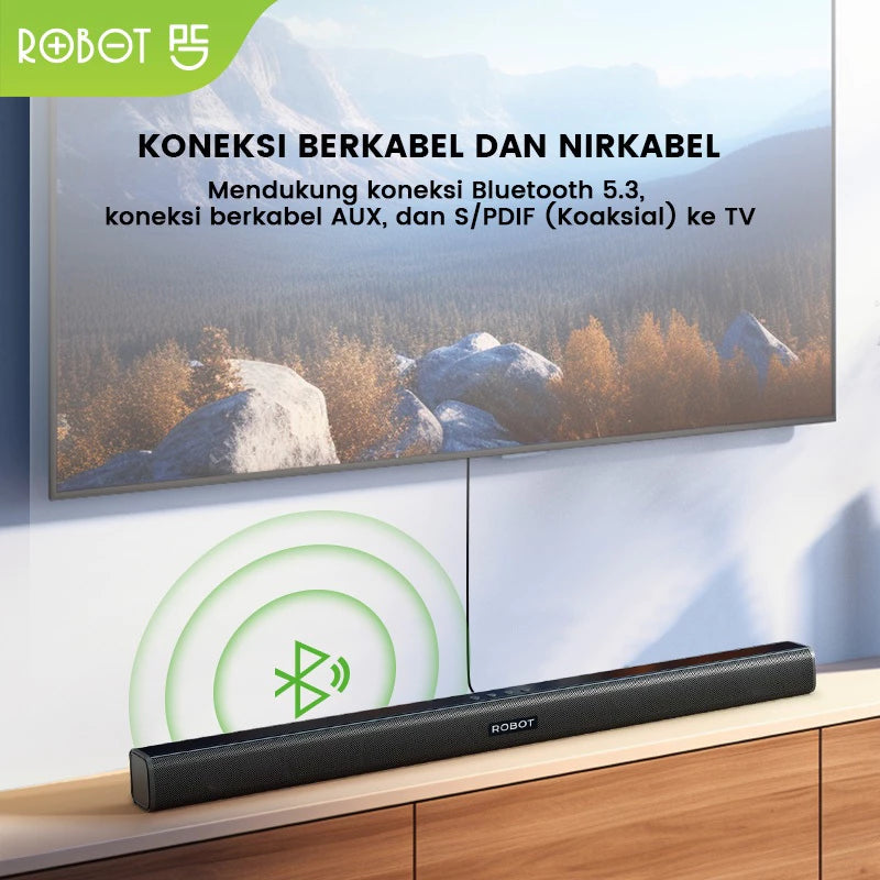 ROBOT Speaker Soundbar Home Theater Speaker TV Bluetooth 5.3 Dual Connection Ultra-compact Design RB590 Original - Garansi Resmi 1