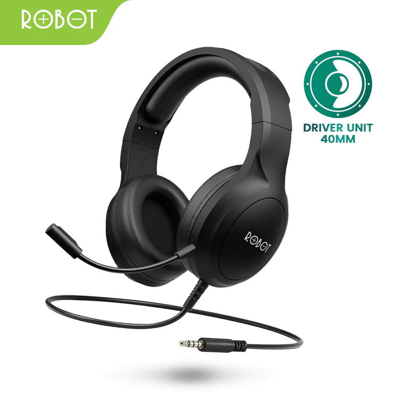 ROBOT Headphone Wired RH-P20 3.5mm Jack Black Headphone Original - Garansi 1 Tahun