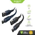 ROBOT Kabel Data Type C Micro USB Lightning Fast Charging Pengisian dan Transfer Data Cepat 480Mbps 2in1 Kuat Anti Kusut