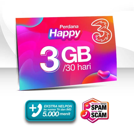 Kartu Perdana Tri Happy 3GB