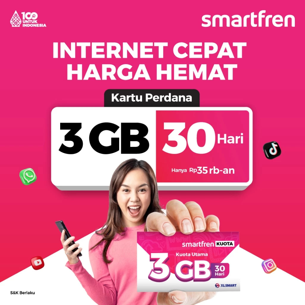 Kartu Perdana Smartfren 3GB 30 Hari