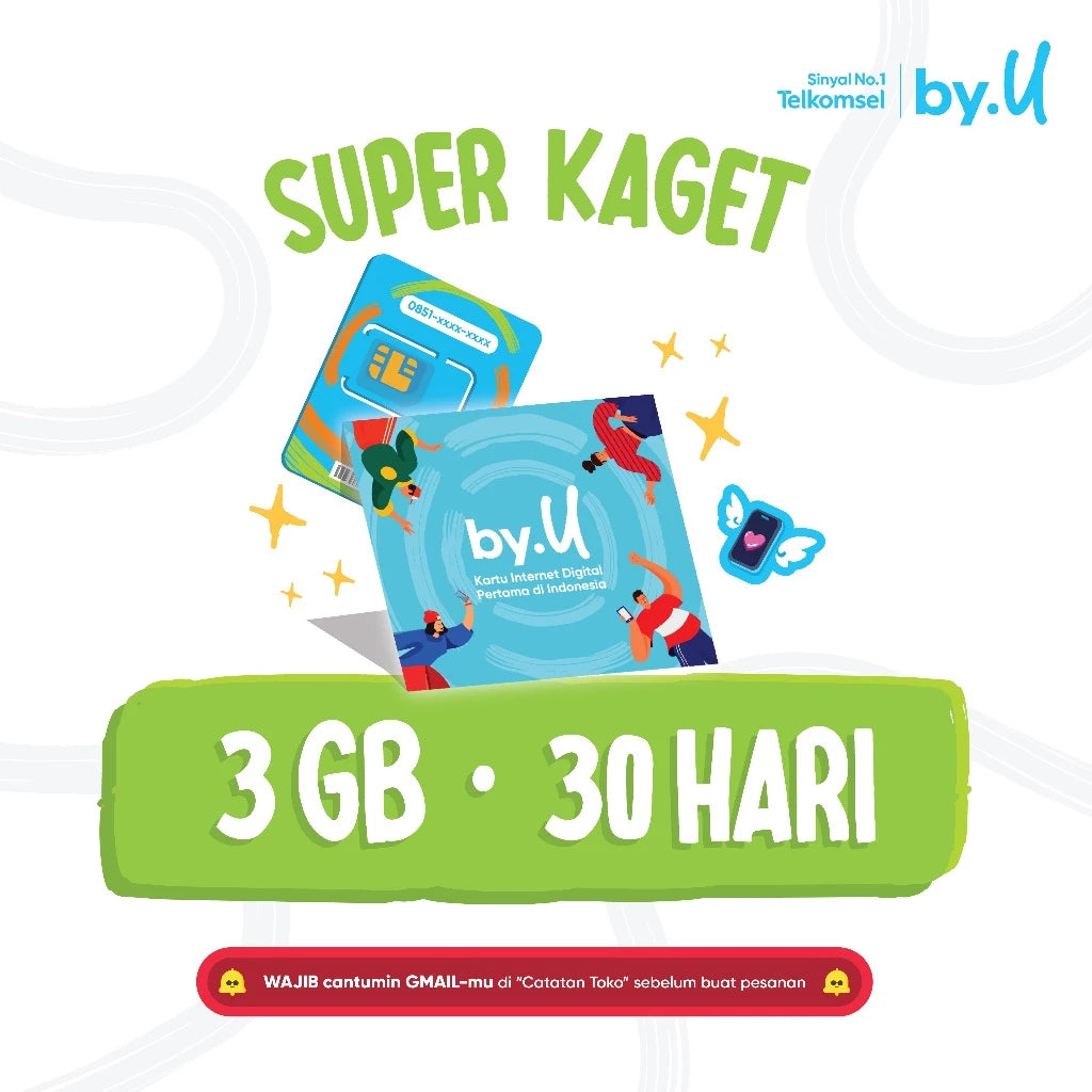 Kartu Perdana by.U Super Kaget Kuota 3 GB | 30 Hari