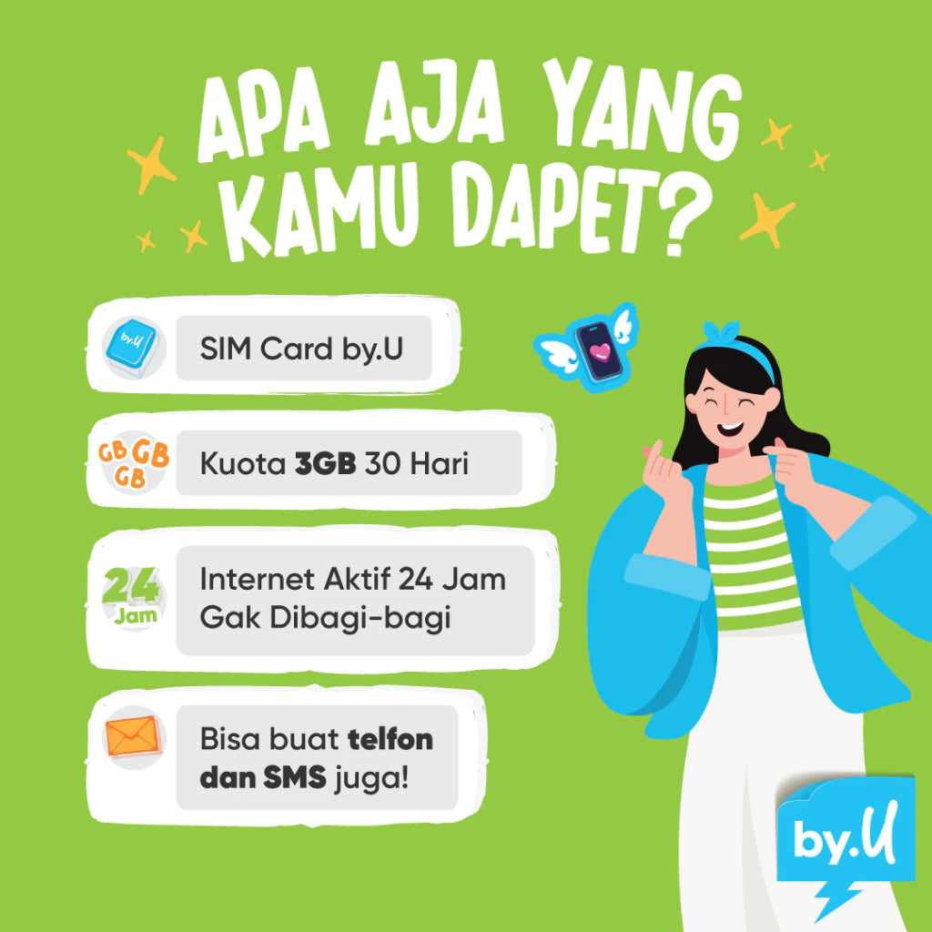 Kartu Perdana by.U Super Kaget Kuota 3 GB | 30 Hari
