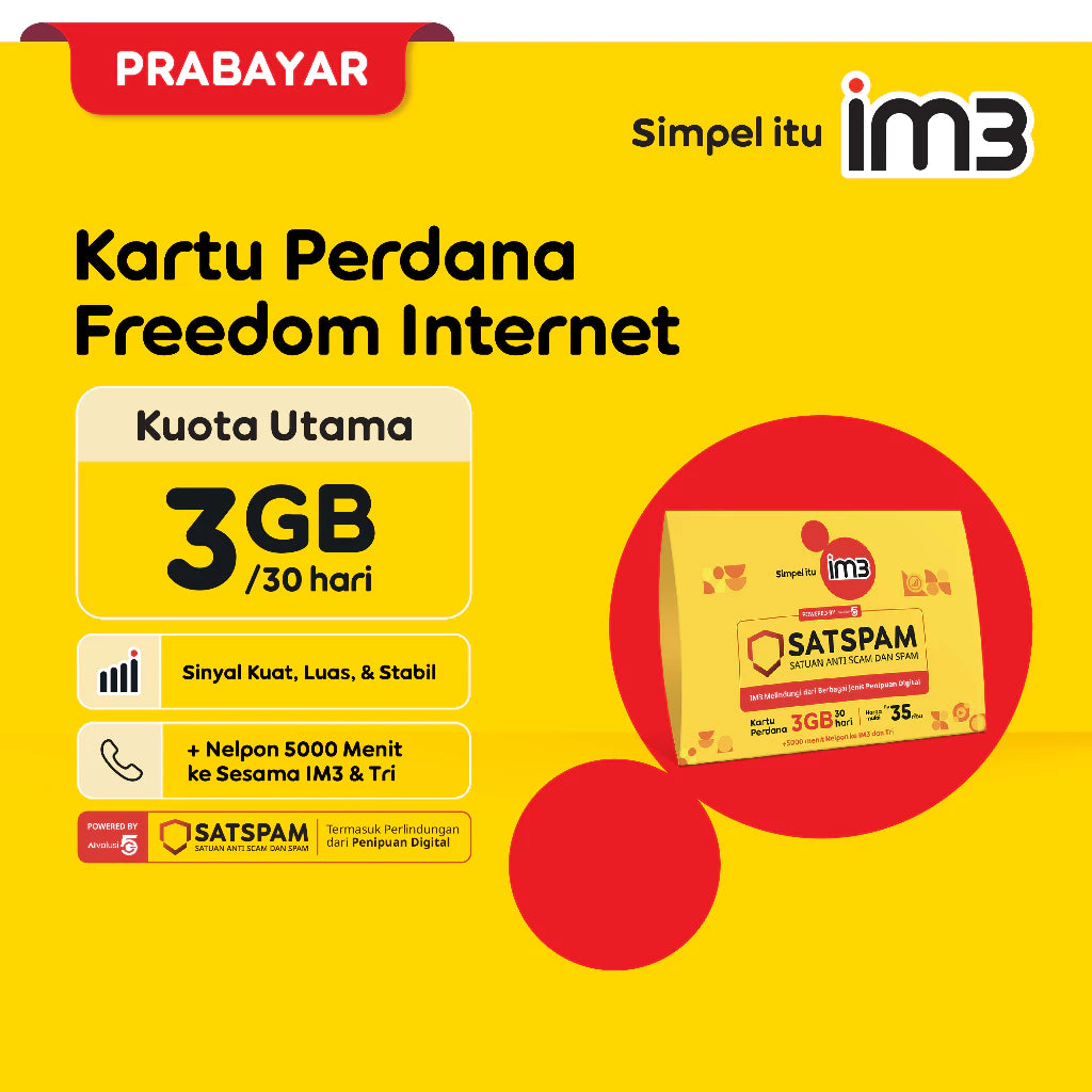 Kartu Perdana IM3 Freedom Internet 3GB