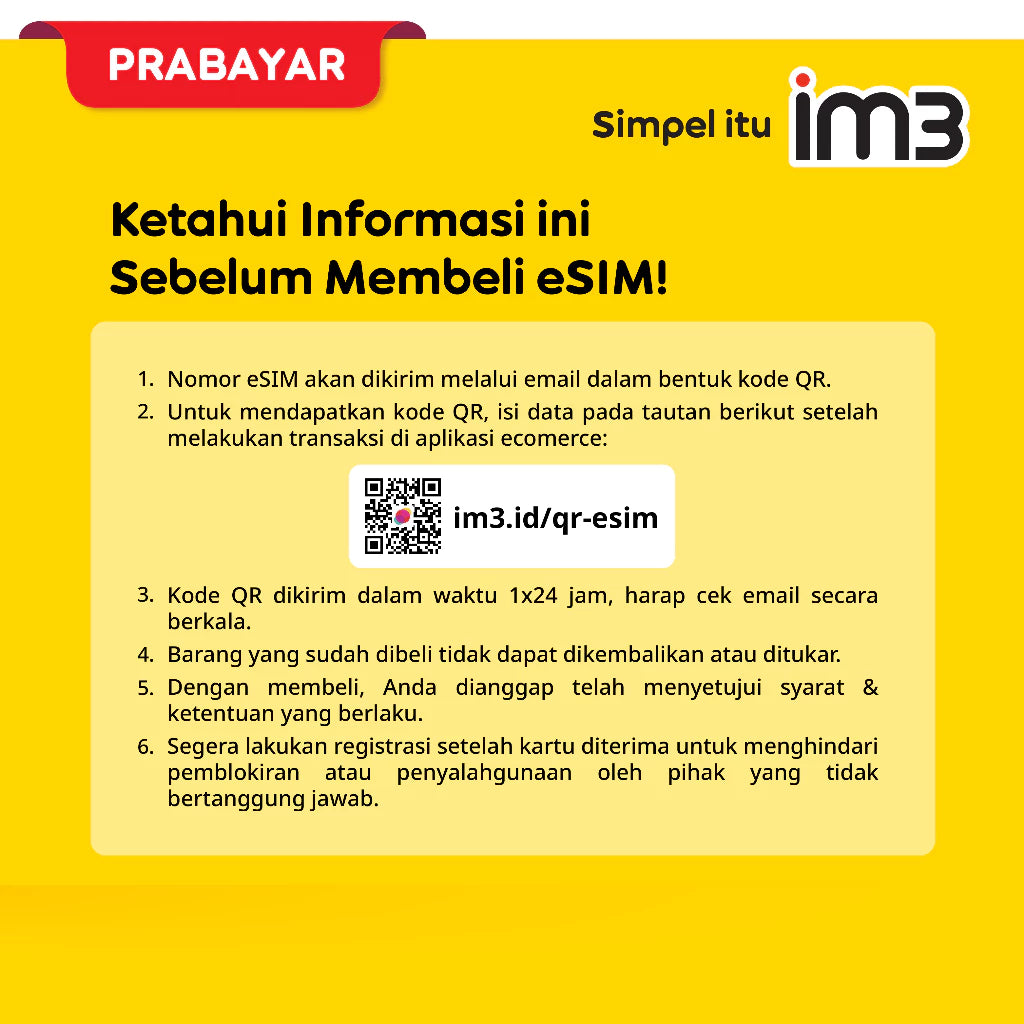 eSIM Perdana IM3 Freedom Internet 3GB