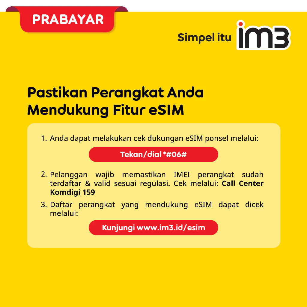 eSIM Perdana IM3 Freedom Internet 3GB