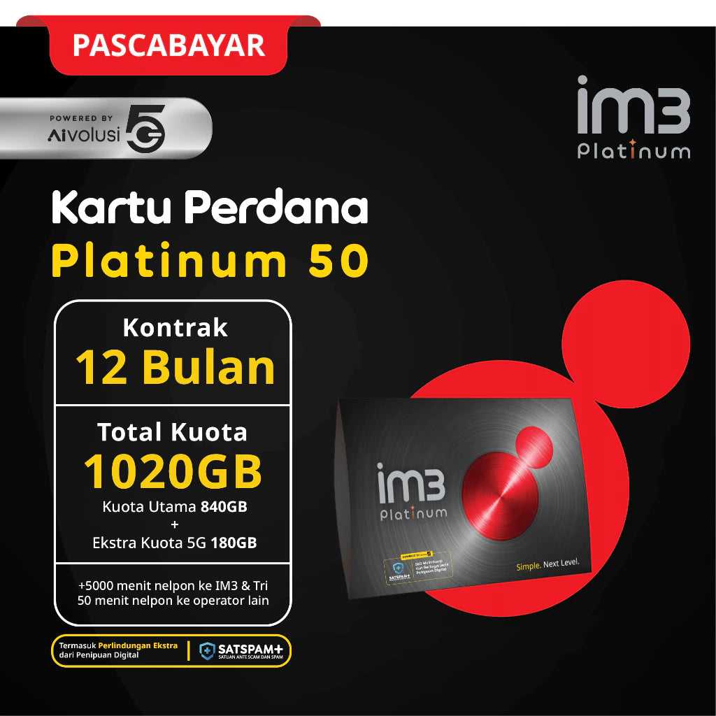 Kartu Perdana Platinum 50 | 12 Bulan