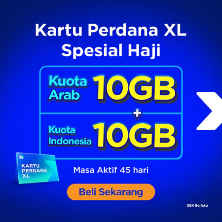 Kartu Perdana Haji & Umrah 10GB+10GB, 45hr