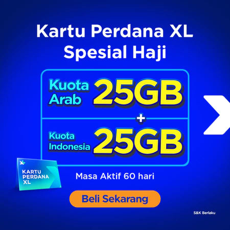 Kartu Perdana Haji & Umrah 25GB+25GB, 60hr