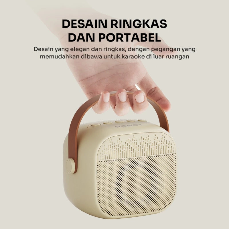 ROBOT Speaker Karaoke Bluetooth Portabel Microphone Set RGB Light Speaker Mini Full Bass Bluetooth 5.3 RB50 Original - Garansi 1